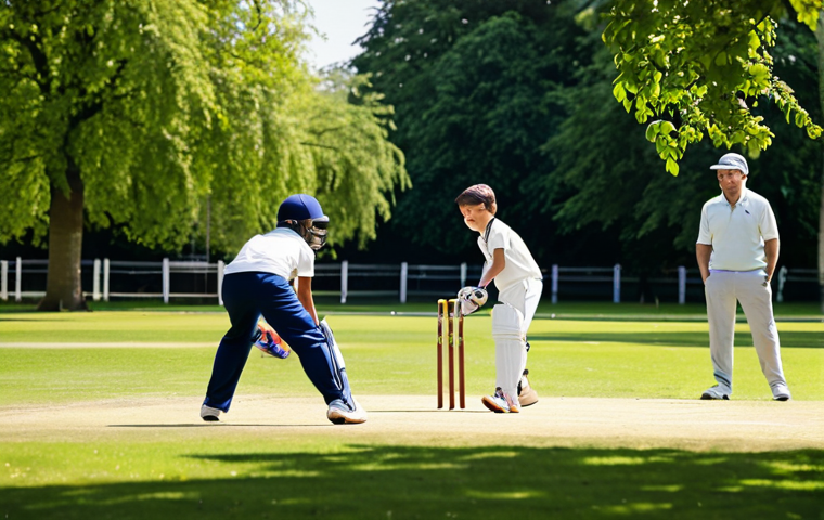 야외용 완구와 팀워크 놀이 - **
"Children playing cricket in a sunny park, fully clothed in sports attire, safe for work, approp...