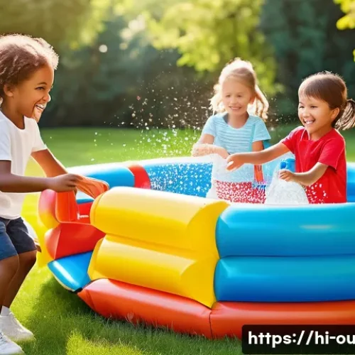 Home 24 야외용 완구 대여 서비스 - **Prompt 1: "A vibrant outdoor scene in a sunlit park, showcasing a diverse group of happy children,...